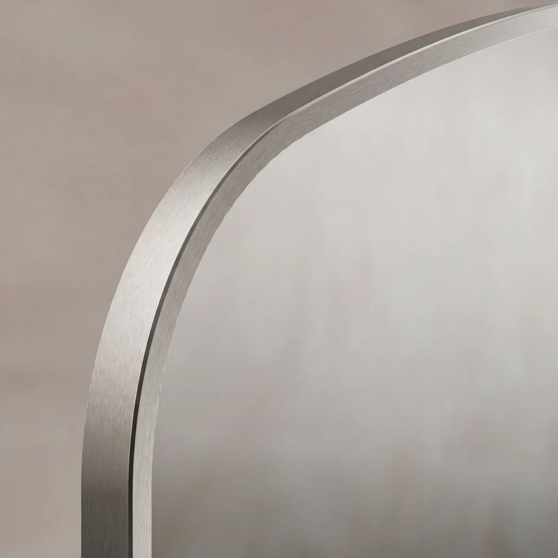 Delphine Overmantel Arch Mirror 120 x 70cm - Brushed Nickel