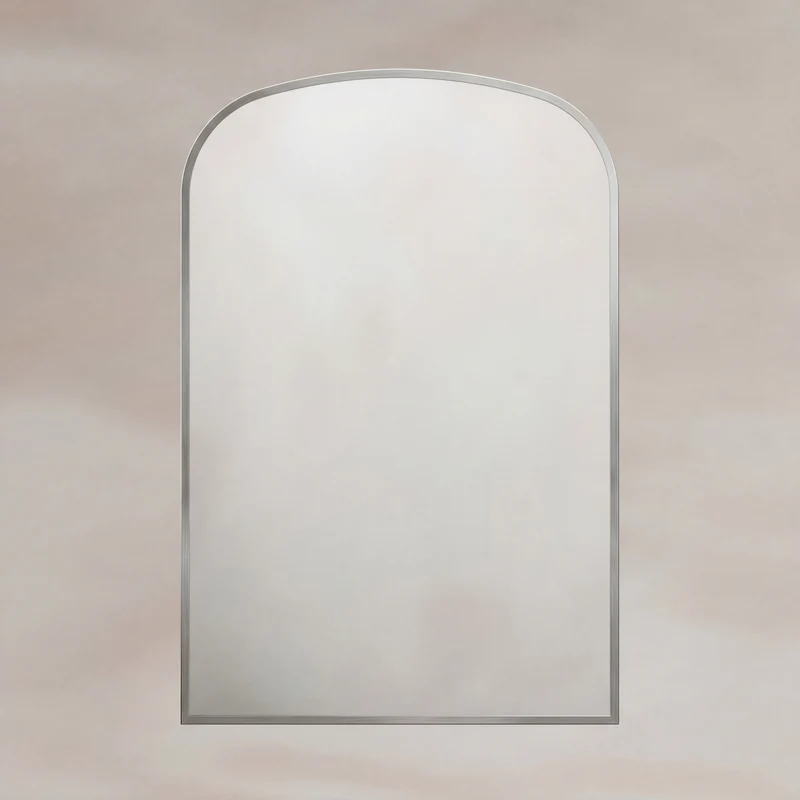 Delphine Overmantel Arch Mirror 60 x 90cm - Brushed Nickel