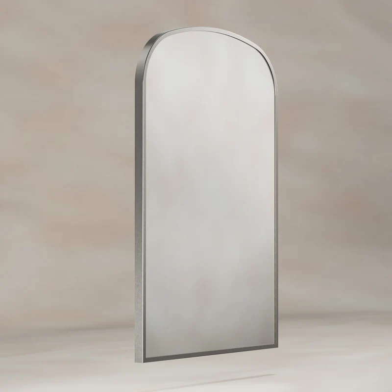 Delphine Overmantel Arch Mirror 60 x 90cm - Brushed Nickel