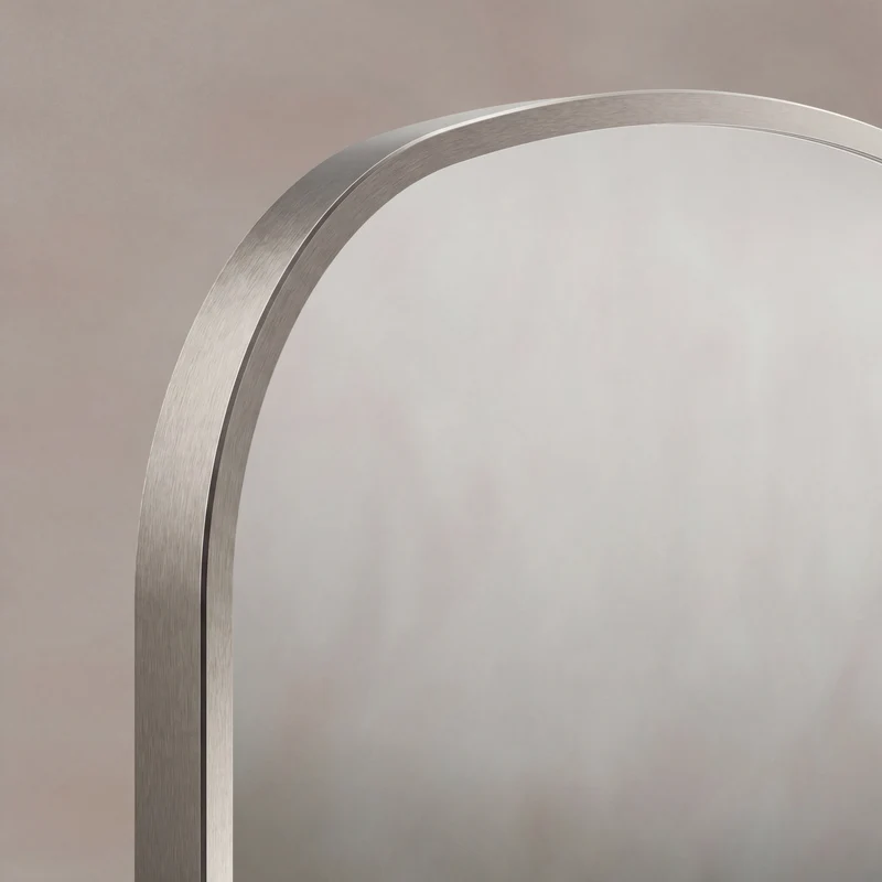 Delphine Overmantel Arch Mirror 60 x 90cm - Brushed Nickel