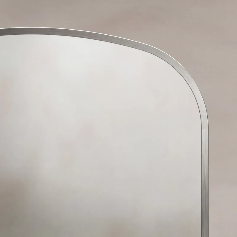 Delphine Overmantel Arch Mirror 60 x 90cm - Brushed Nickel