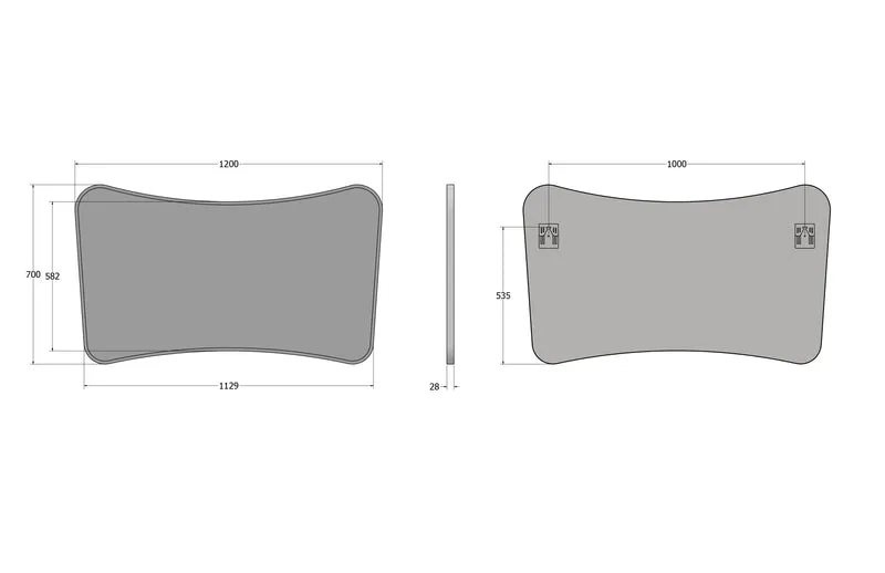 Delphine Curve Mirror 120 x 70cm - Brushed Nickel