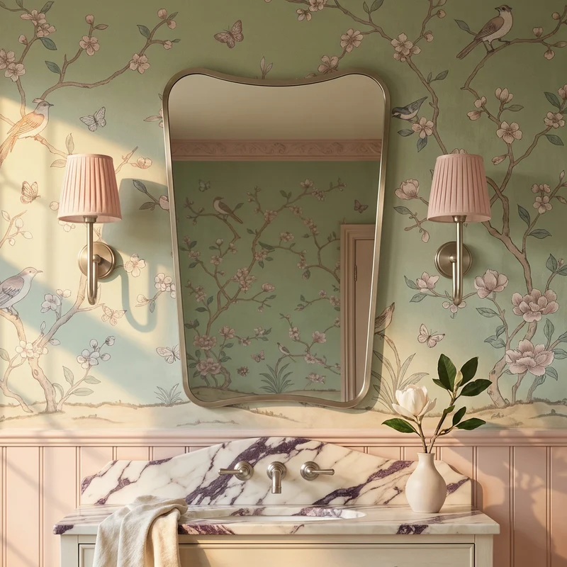 Delphine Curve Mirror 60 x 90cm - Brushed Nickel