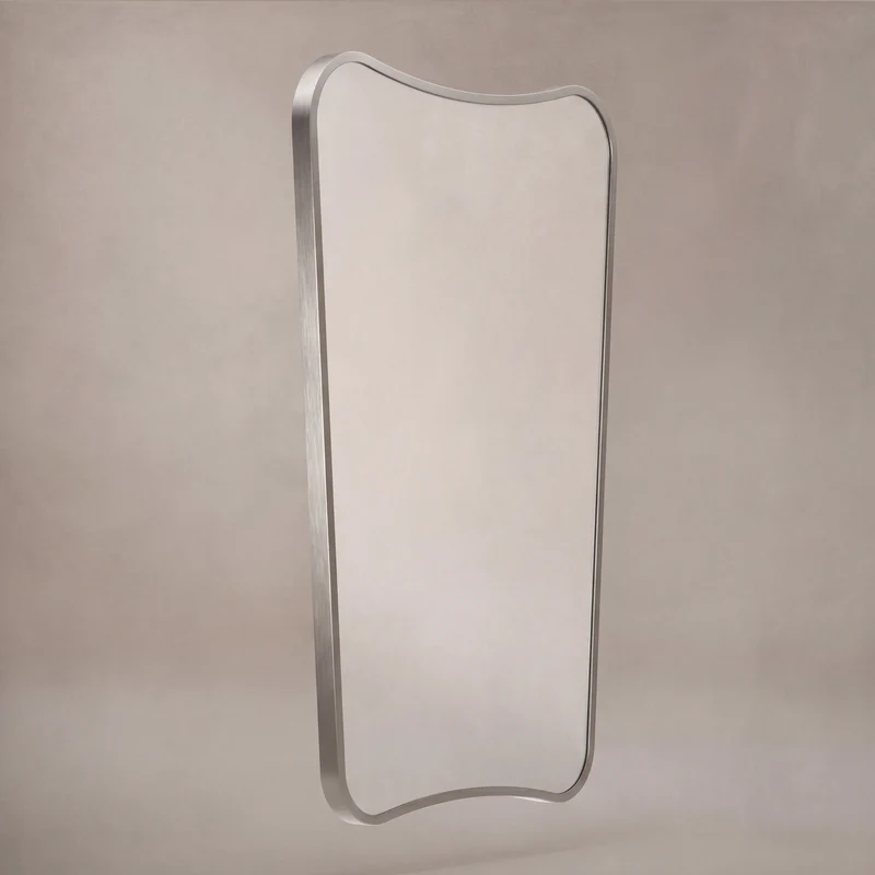 Delphine Curve Mirror 60 x 90cm - Brushed Nickel