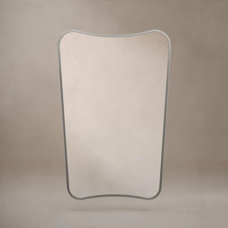 Delphine Curve Mirror 60 x 90cm - Brushed Nickel