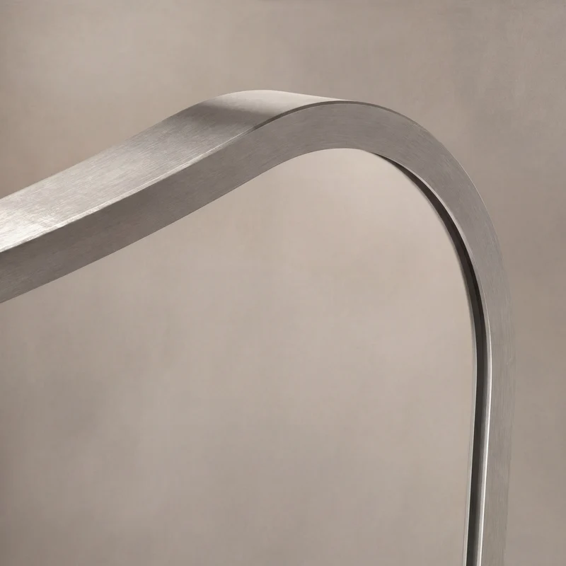 Delphine Curve Mirror 60 x 90cm - Brushed Nickel
