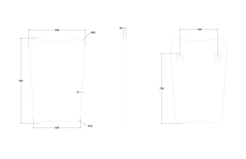 Delphine Curve Mirror 60 x 90cm - Brushed Nickel