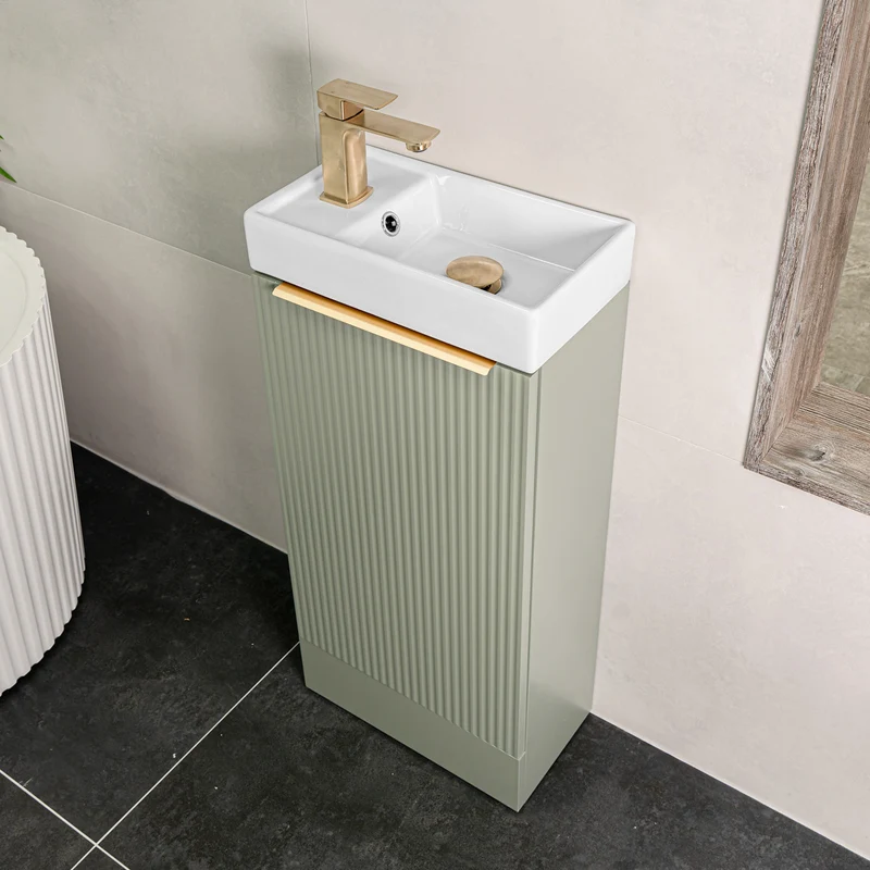 Josef Martin Fluted 400mm Cloakroom Vanity Unit & Basin - Reed Green