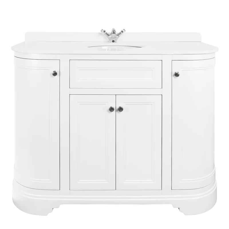 Kingsbury Classic Curved 1200mm Vanity Unit, Worktop & Ceramic Basin - White