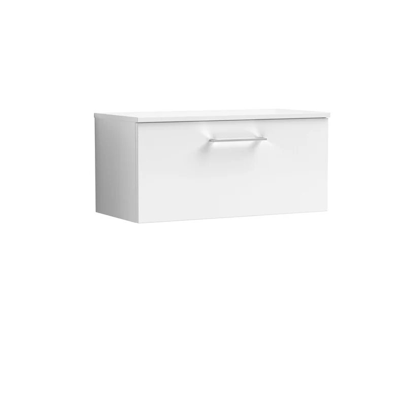 Lana 800mm Wall Hung 1 Drawer Vanity Unit & Worktop - White Gloss