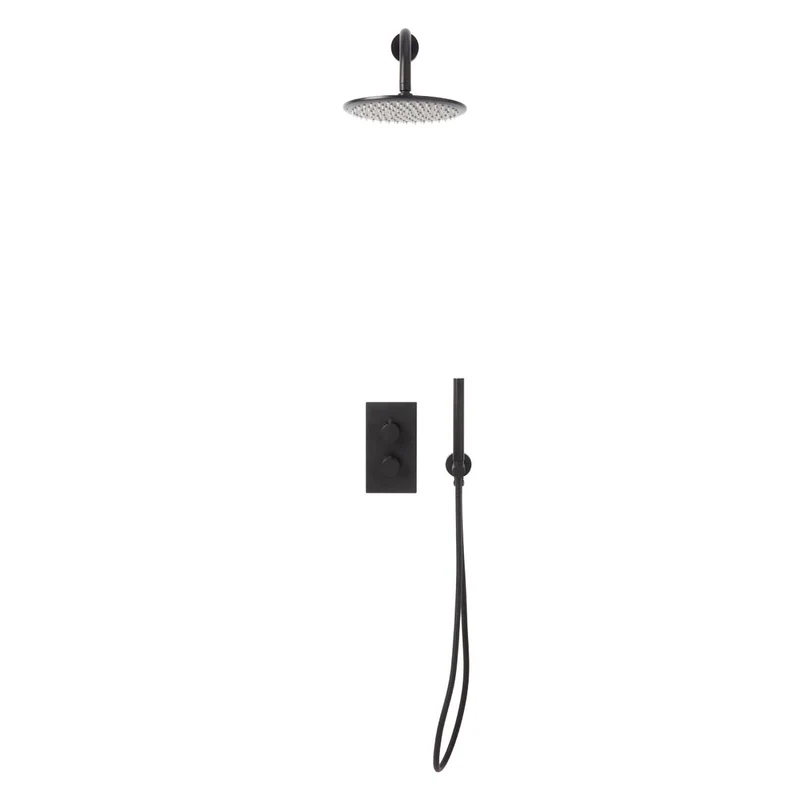 Eliseo Ricci Exclusiv Round Handle, Head & Mounted Bracket Riser Shower - Black
