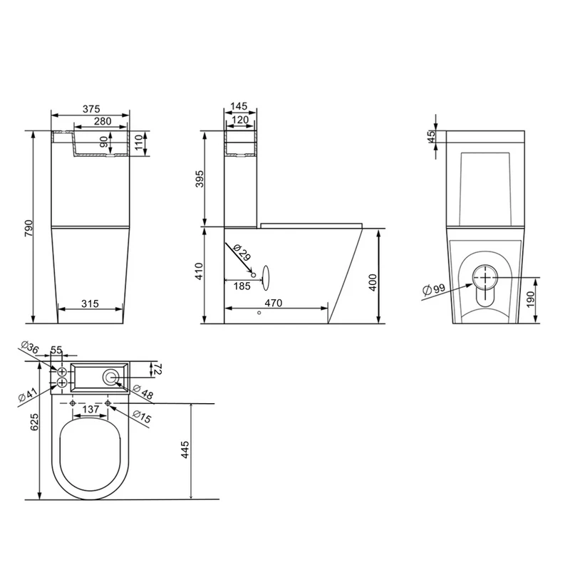 Arc II 2 in 1 Toilet & basin without tap