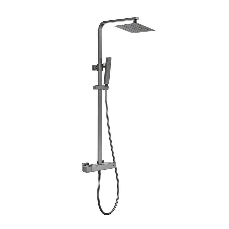 Eliseo Ricci Cube Thermostatic Rain Shower with Diverter - Gunmetal