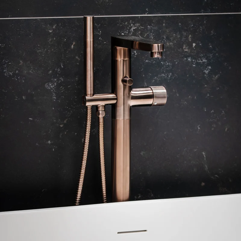 Flauto Freestanding Bath Shower Mixer - Brushed Bronze