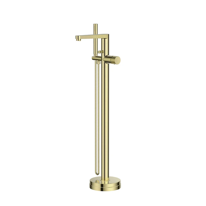 Flauto Freestanding Bath Shower Mixer - Brushed Brass