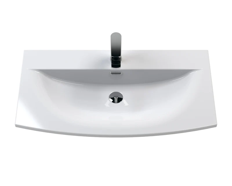 Havana 800mm Wall Hung 2 Drawer Vanity Unit & Curved Ceramic Basin - Midnight Blue Satin