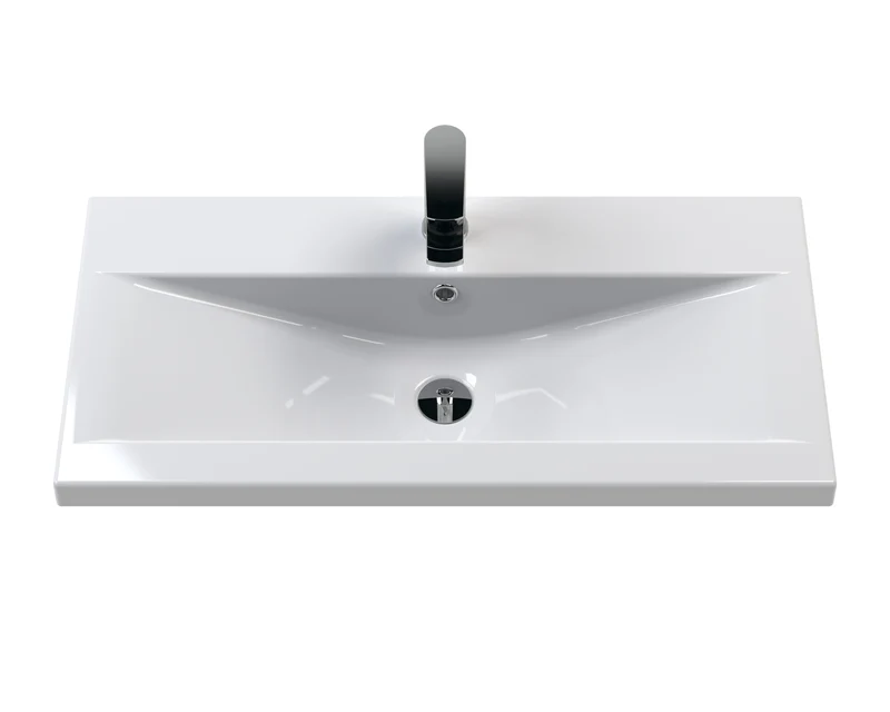 Havana 800mm Wall Hung 2 Drawer Vanity Unit & Mid Edge Ceramic Basin - Autumn Oak Woodgrain