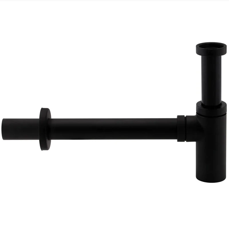 Tre Mercati Matt Black Modern Wall Mounted Round Bottle Trap