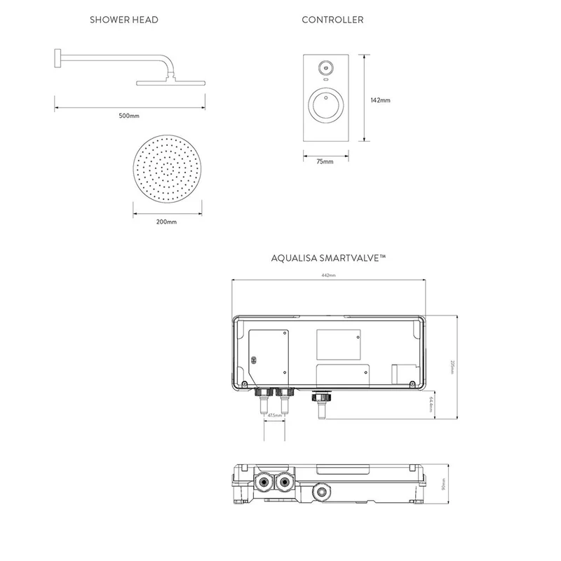 Aqualisa Visage Q Smart Shower Concealed With Fixed Head - Gravity Pumped