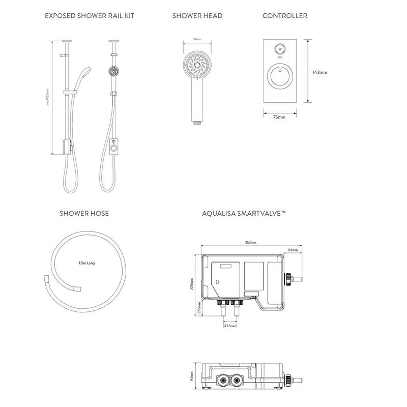 Aqualisa Visage Q Smart Shower Exposed With Adj Head - Hp/Combi