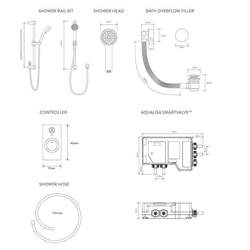 Aqualisa Visage Q Smart Shower Concealed With Adj Head And Bath Fill - Hp/Combi