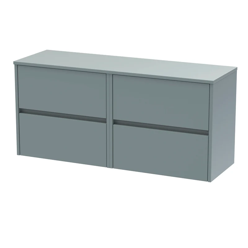 Havana 1200mm Wall Hung 4 Drawer Vanity Unit & Worktop - Coastal Grey Matt