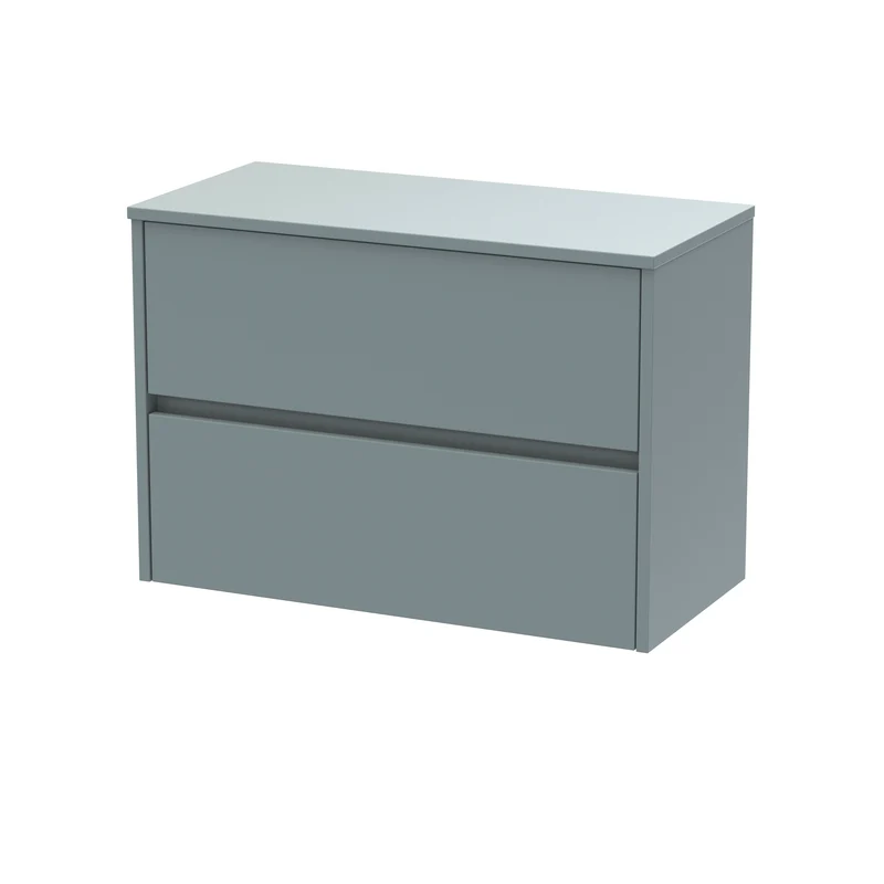 Havana 800mm Wall Hung 2 Drawer Vanity Unit & Worktop - Coastal Grey Matt