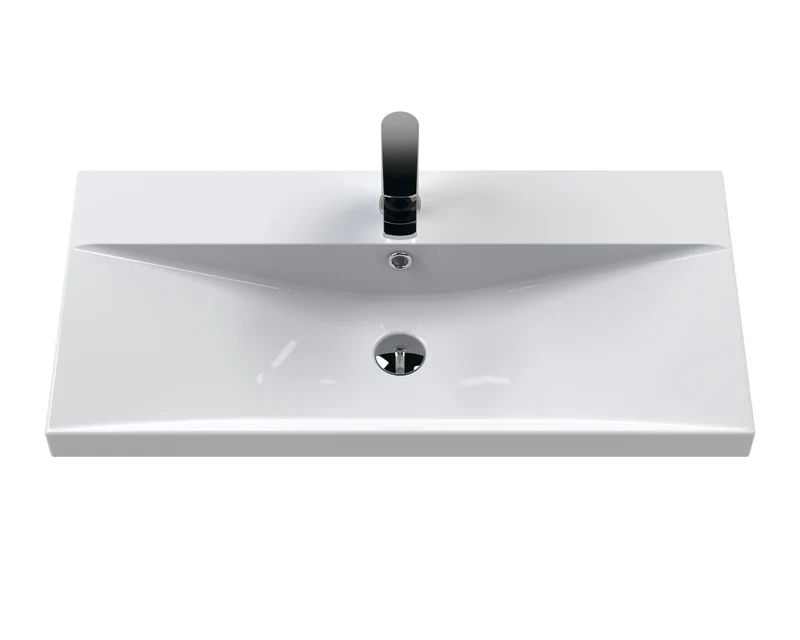 Havana 800mm Wall Hung 2 Drawer Vanity Unit & Thin Edge Ceramic Basin - Metallic Slate Textured Matt