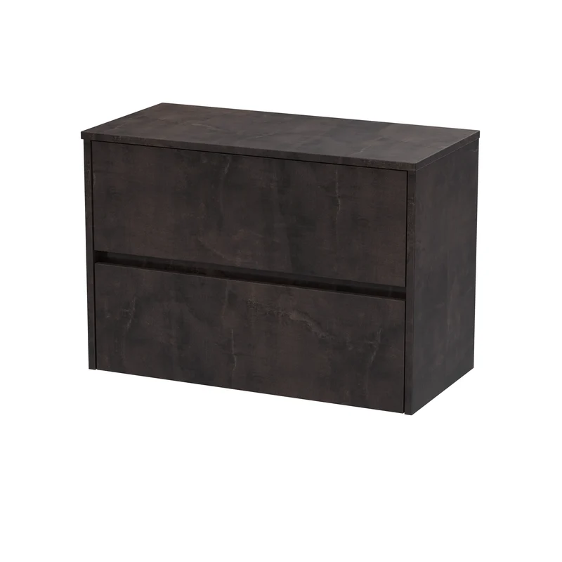 Havana 800mm Wall Hung 2 Drawer Vanity Unit & Worktop - Metallic Slate Textured Matt
