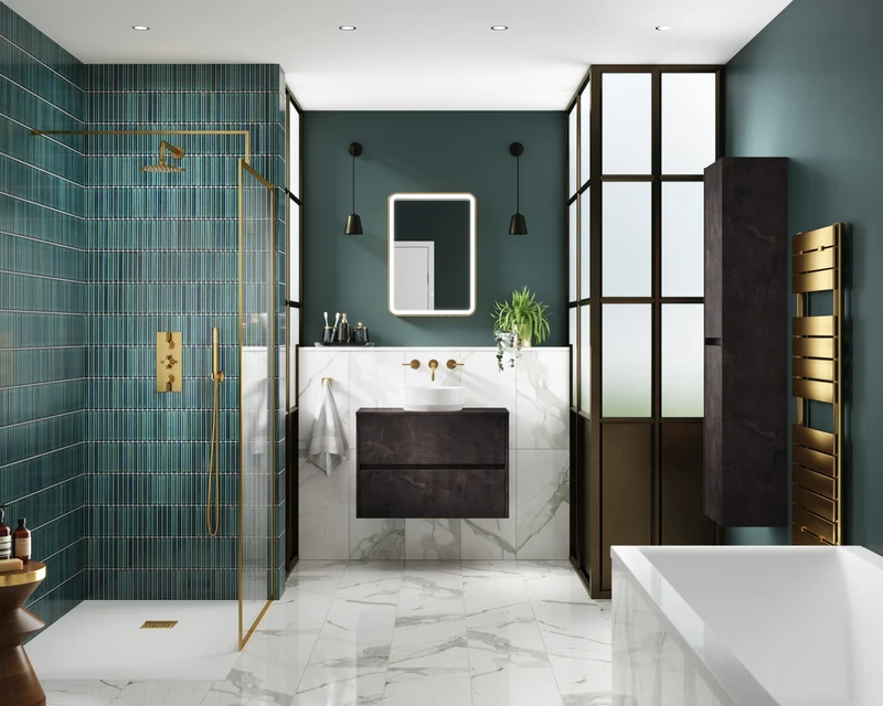 Havana 800mm Wall Hung 2 Drawer Vanity Unit & Worktop - Metallic Slate Textured Matt