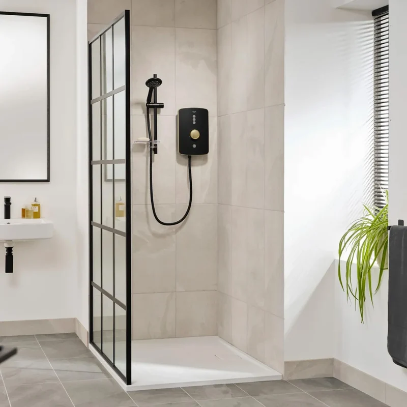 Triton Amala 9.5kw Electric Shower - Black/Brushed Brass