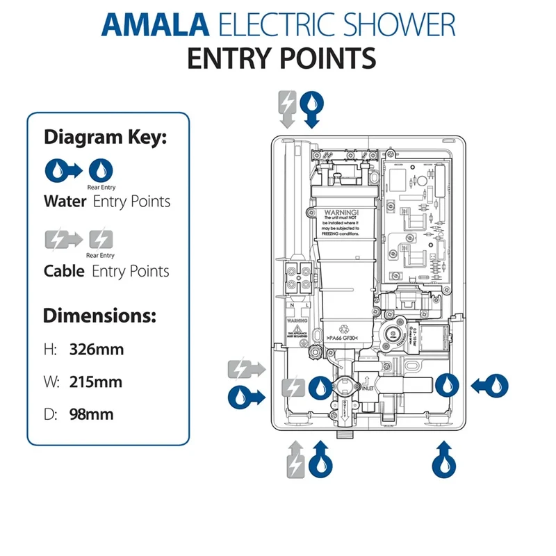 Triton Amala 9.5kw Electric Shower - Black/Brushed Brass