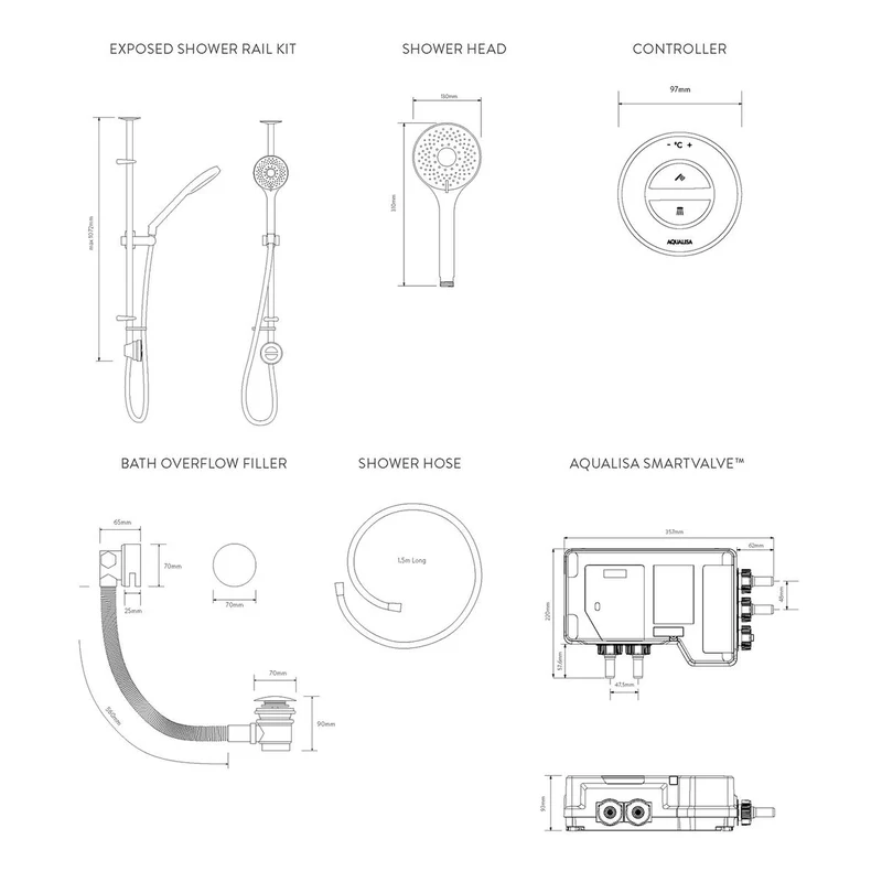 Aqualisa Unity Q Smart Shower Exposed With Bath Fill - Hp/Combi