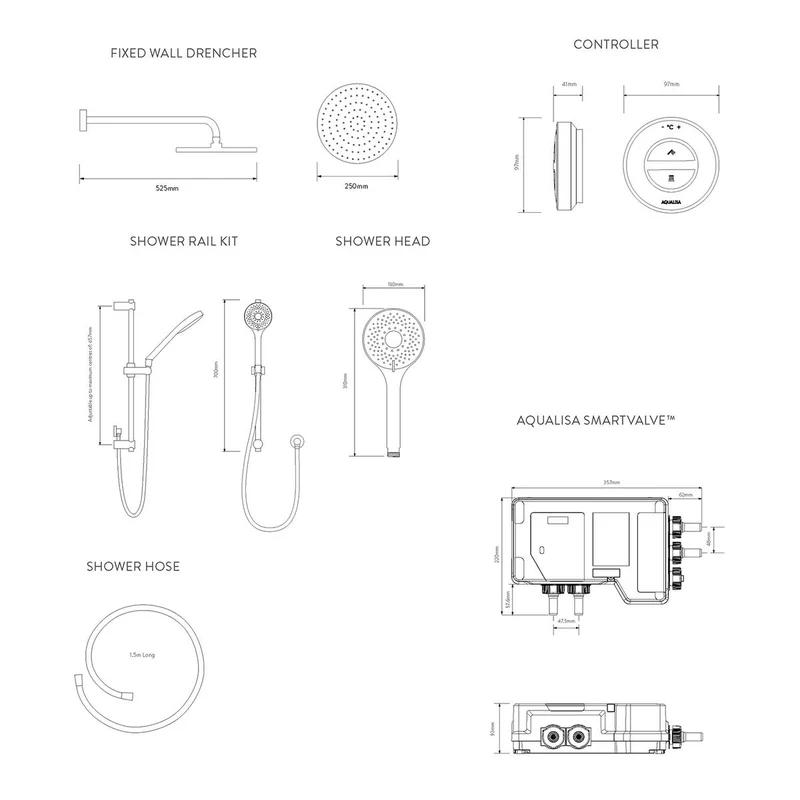 Aqualisa Unity Q Smart Shower Concealed With Adj And Wall Fixed Head - Hp/Combi