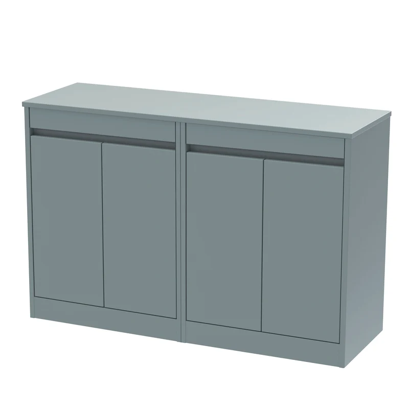 Havana 1200mm Floor Standing 4 Door Vanity Unit & Worktop - Coastal Grey Matt
