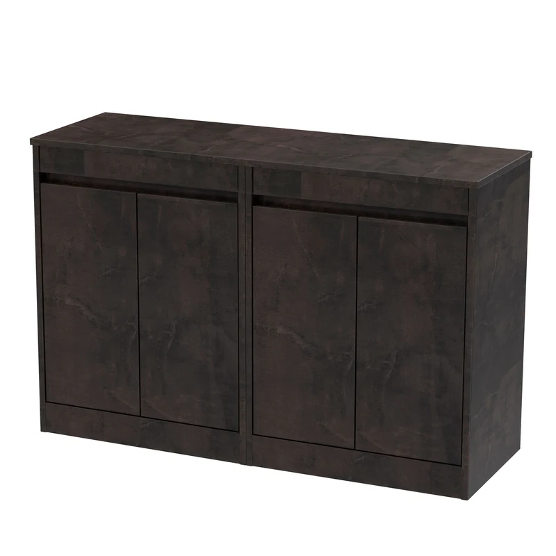 Havana 1200mm Floor Standing 4 Door Vanity Unit & Worktop - Metallic Slate Textured Matt