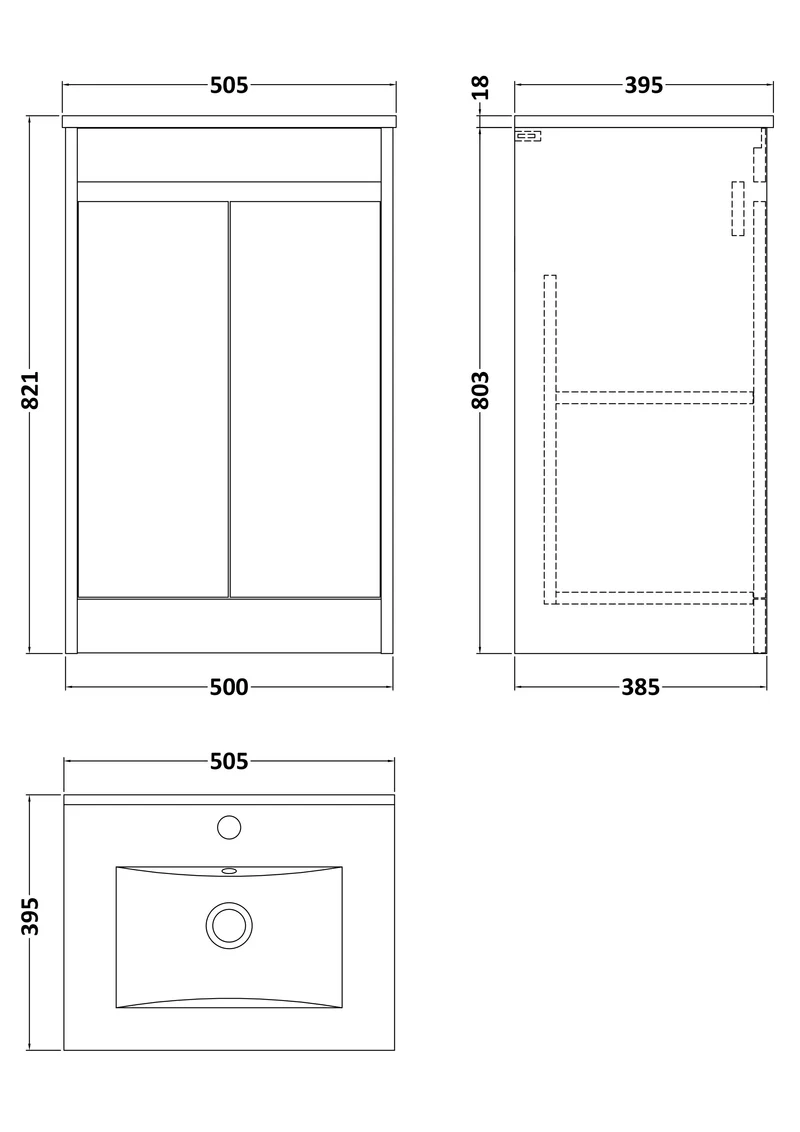 Havana 500mm Floor Standing 2 Door Vanity Unit With Minimalist Basin - Midnight Blue Satin