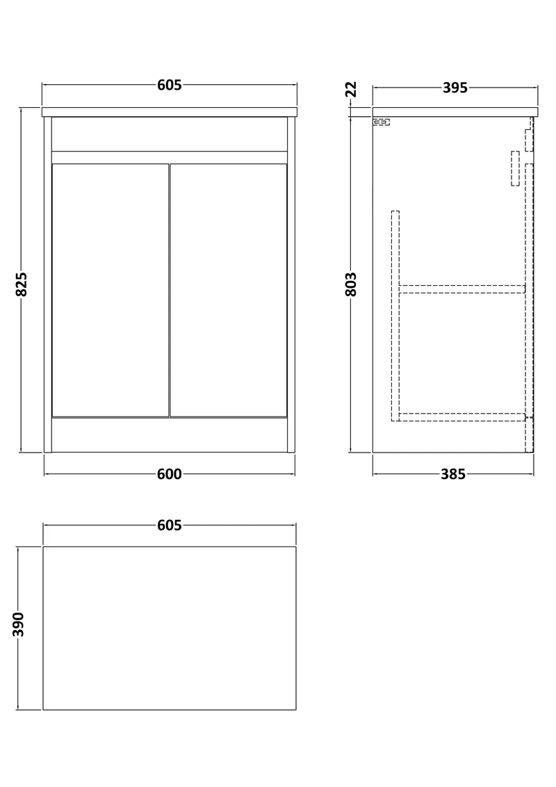 Havana 600mm Floor Standing 2 Door Vanity Unit With Bellato Grey Laminate Worktop - Midnight Blue Satin