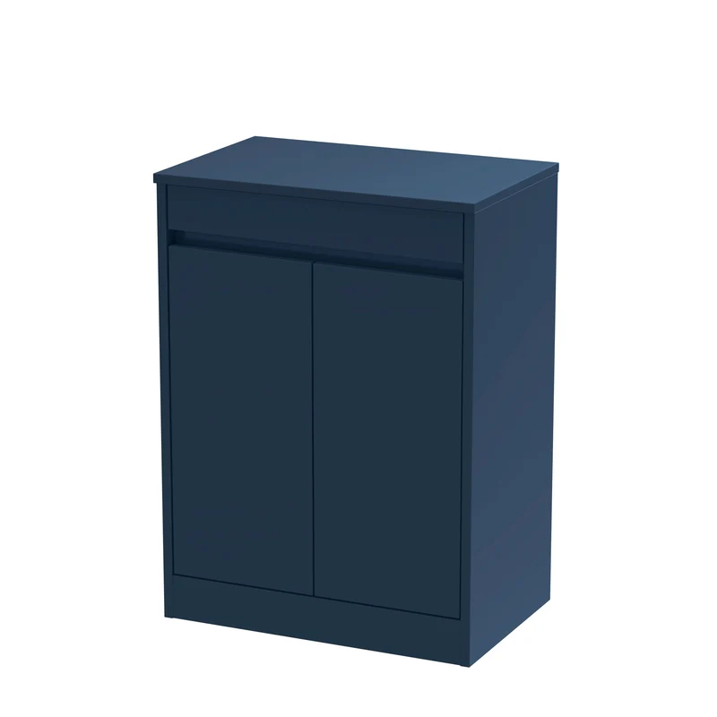 Havana 600mm Floor Standing 2 Door Vanity Unit & Worktop - Midnight Blue Satin