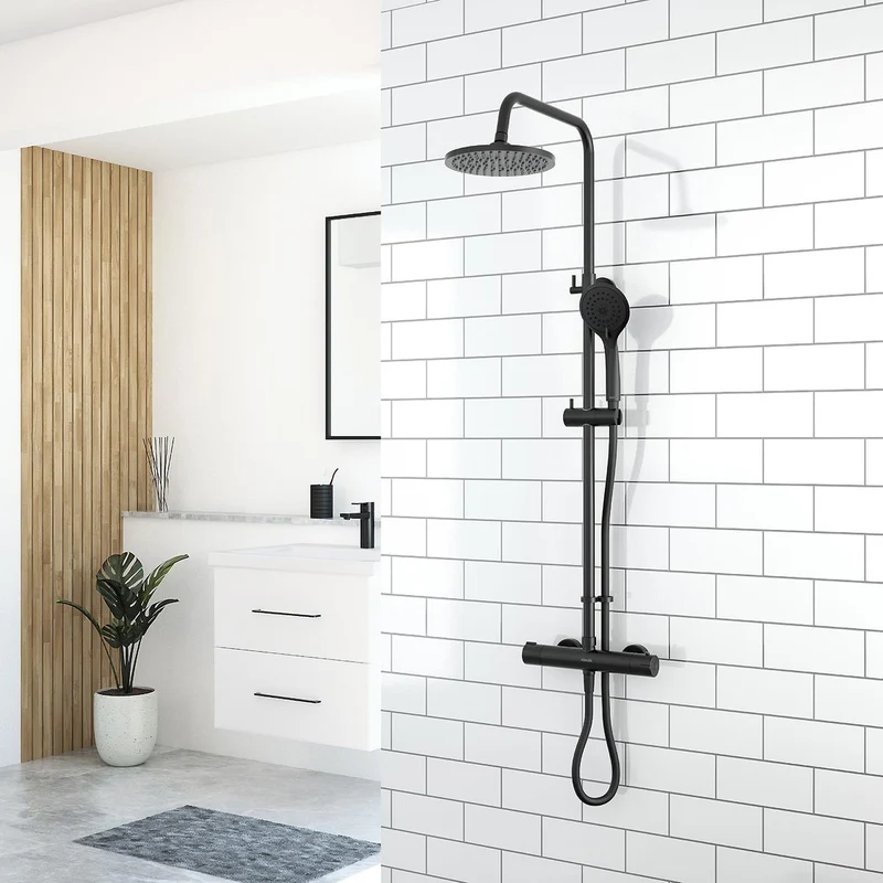 Aqualisa Black Mixer Bar Valve With Adj Head & Drencher