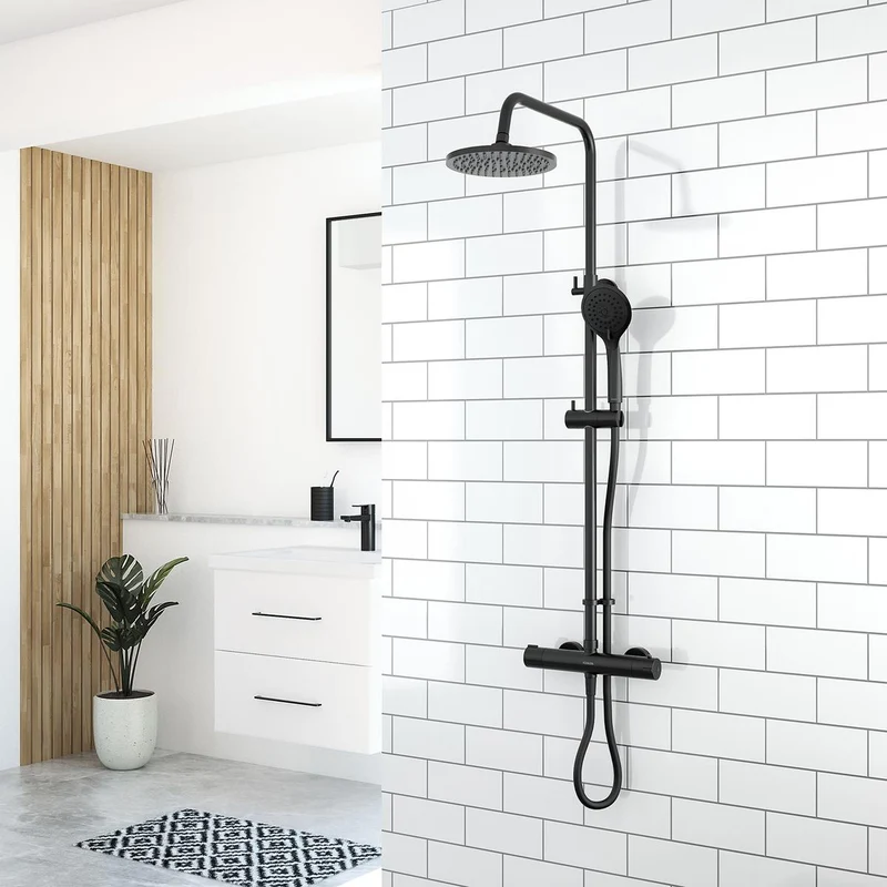 Aqualisa Black Mixer Bar Valve With Adj Head & Drencher