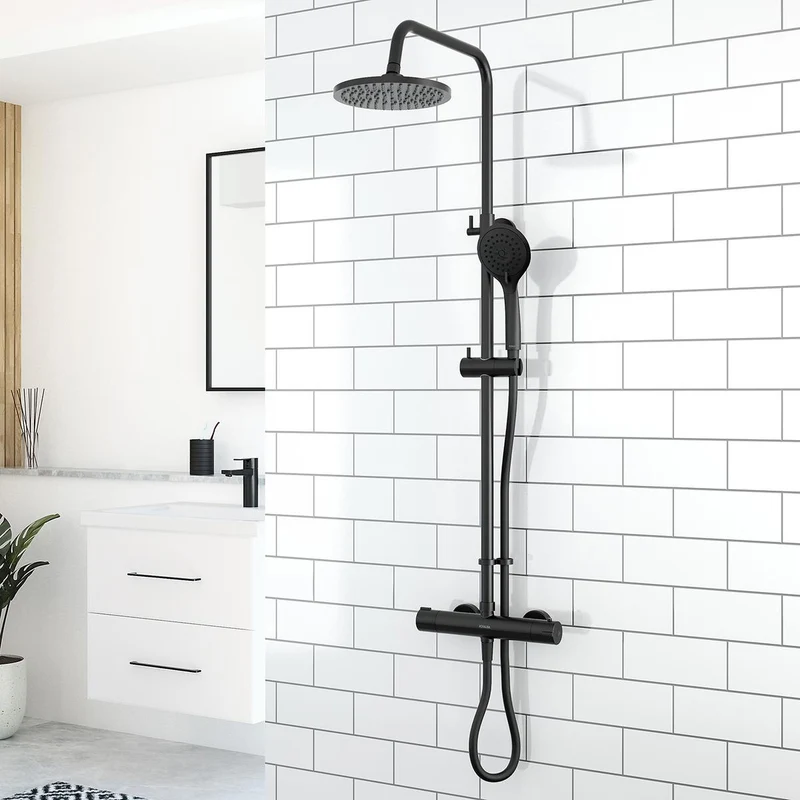 Aqualisa Black Mixer Bar Valve With Adj Head & Drencher