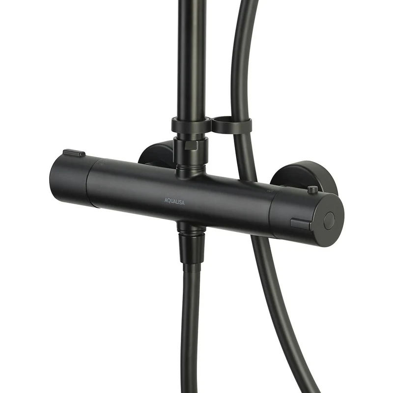 Aqualisa Black Mixer Bar Valve With Adj Head & Drencher