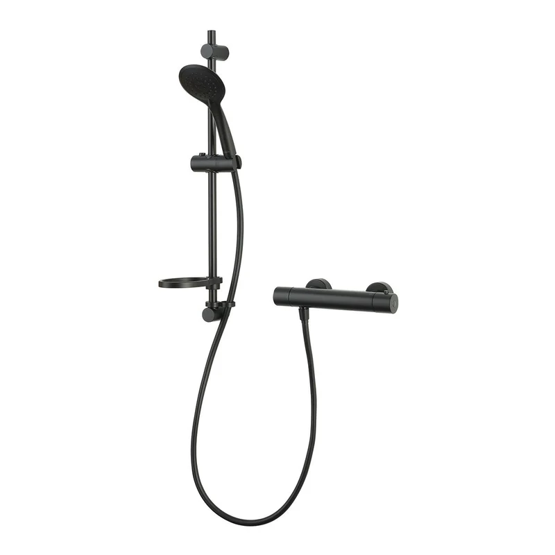 Aqualisa Black Mixer Bar Valve With Adj Head