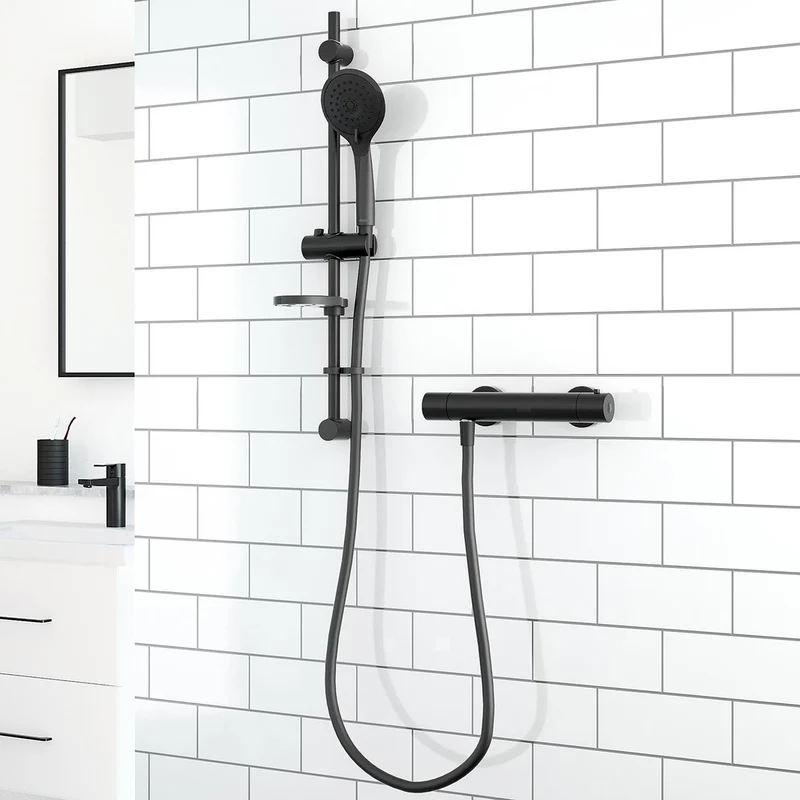 Aqualisa Black Mixer Bar Valve With Adj Head
