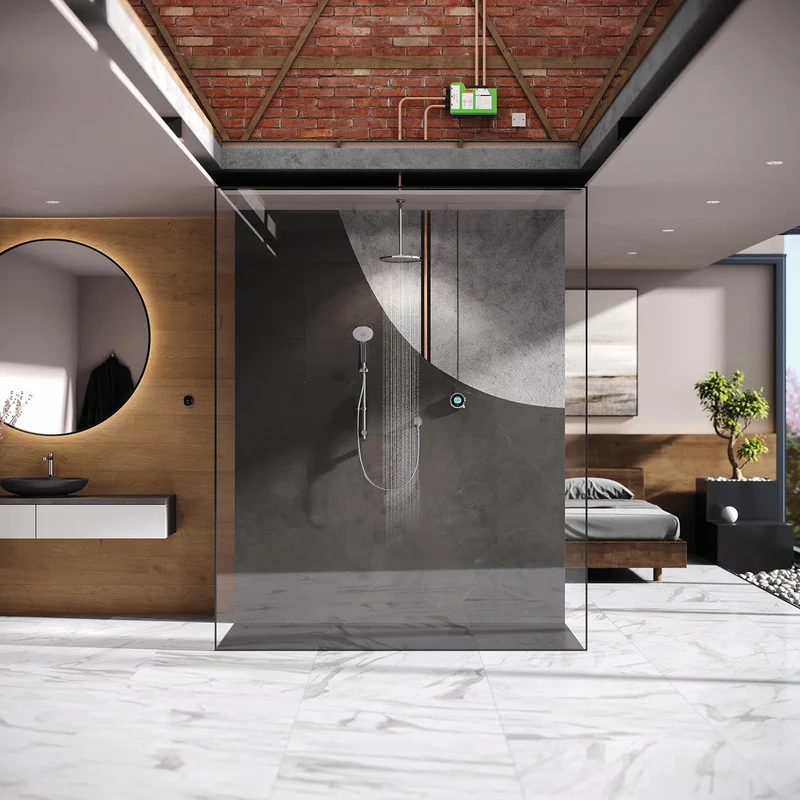 Aqualisa Optic Q Smart Shower Concealed With Adj And Ceiling Fixed Head - Gravity Pumped
