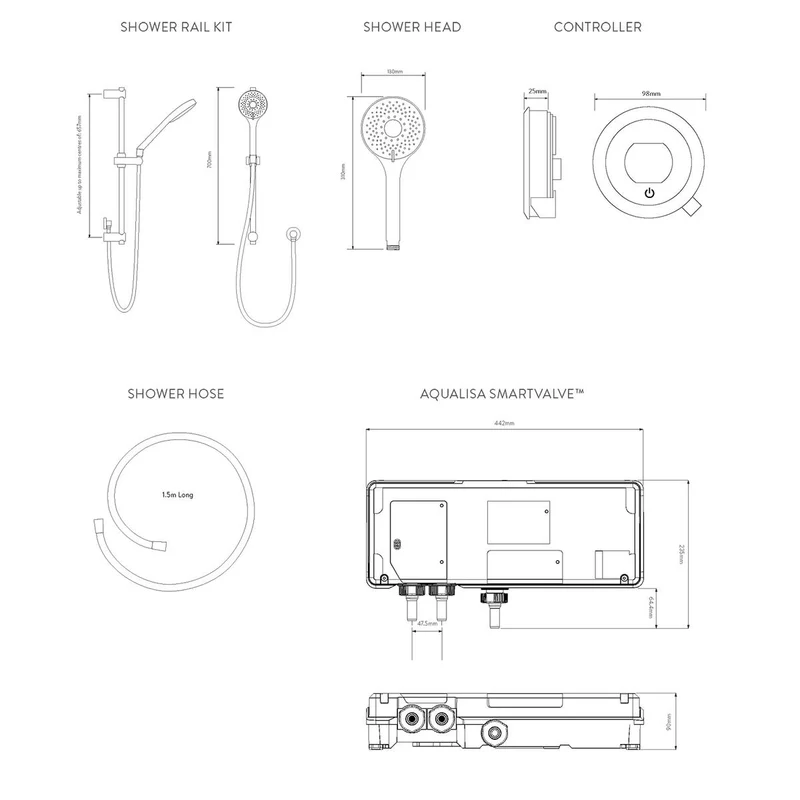Aqualisa Optic Q Smart Shower Concealed With Adj Head - Gravity Pumped