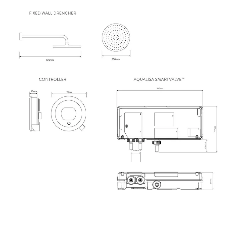 Aqualisa Optic Q Smart Shower Concealed With Fixed Head - Gravity Pumped