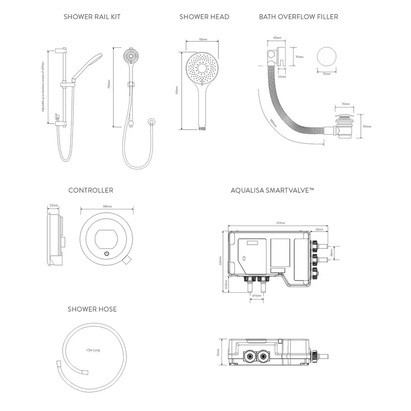 Aqualisa Optic Q Smart Shower Concealed With Adj Head And Bath Fill - Hp/Combi
