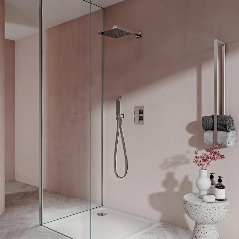 Aqualisa Dream Concealed Thermostatic Mixer Dual Outlet With Hand Shower & Wall Fixed Head - Square
